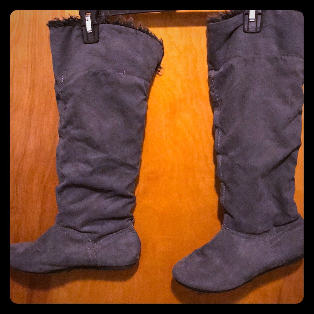 Grey Swede furry boots